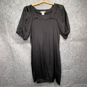 Poppy Garden Black Cotton/Silk Mini Dress-‎ Sz S